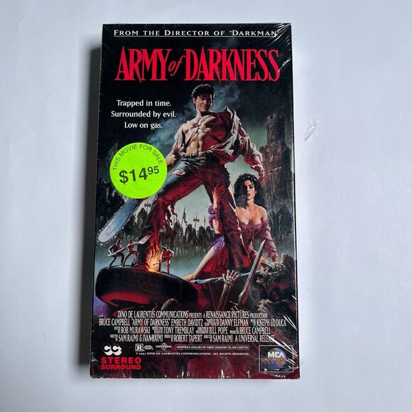 Army of Darkness VHS Tape Bruce Campbell Raimi Horror Wonderful Shape Shrinkwrap - Picture 1 of 7